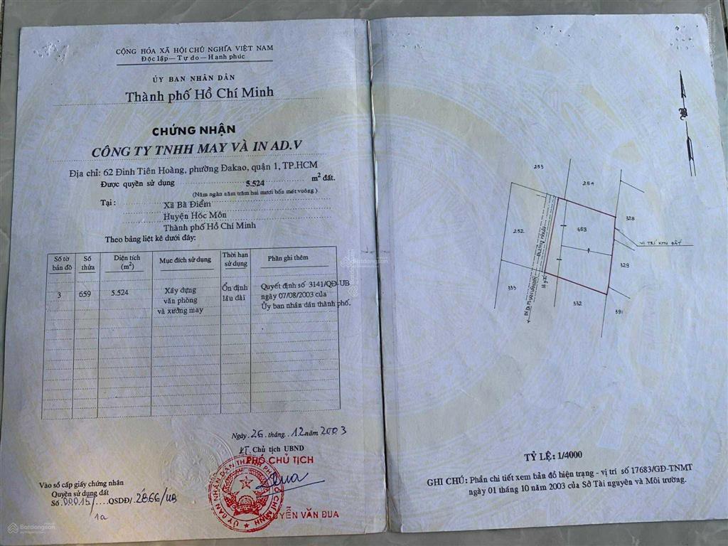 Chính chủ bán 5524m2 đất thổ cư 170 tỷ, vị trí quy hoạch dân cư 100%