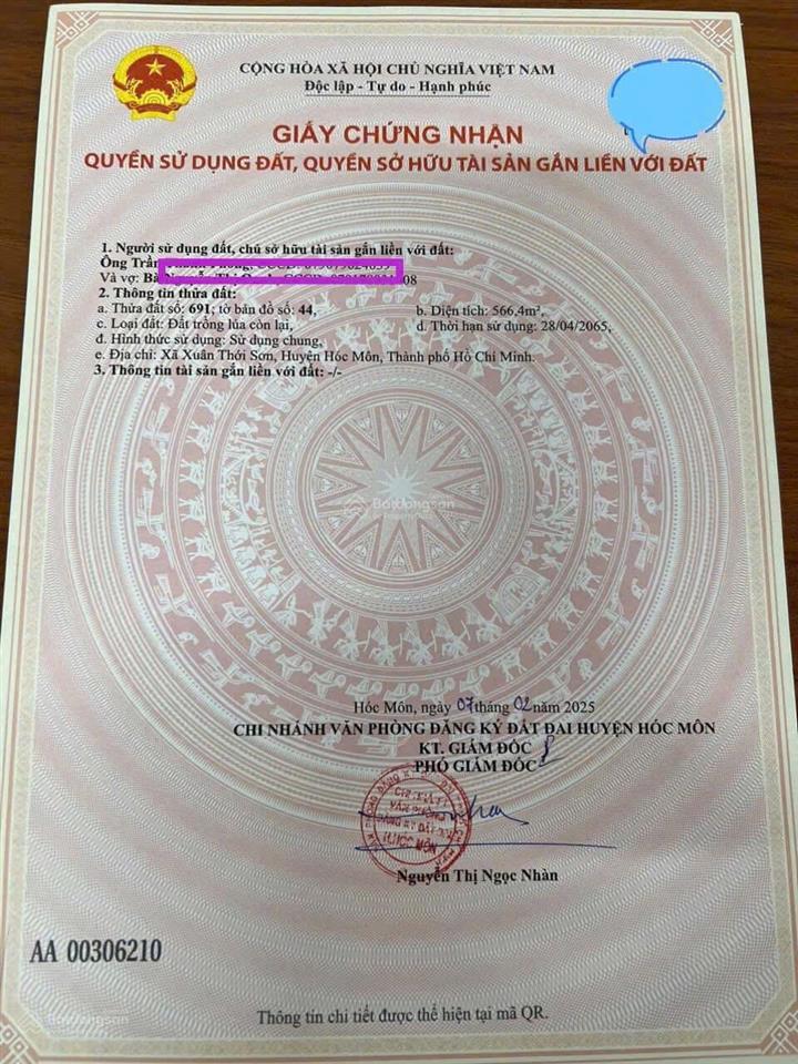 Giảm mạnh còn 6tỷ2 bán gấp 566.4m2 mặt tiền nhựa trương thị như