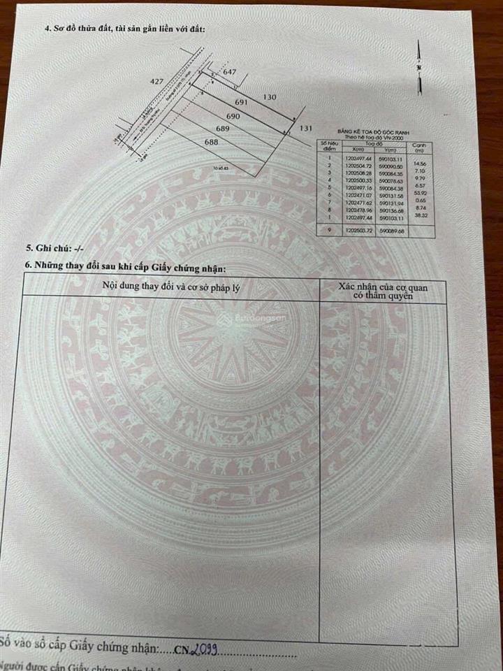 Giảm mạnh còn 6tỷ2 bán gấp 566.4m2 mặt tiền nhựa trương thị như