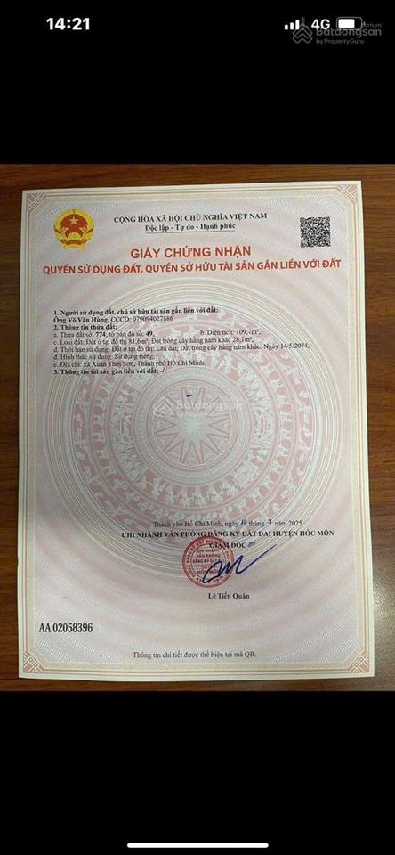 Bán đất 5x22m mặt tiền trương thị như, giá 4tỷ5