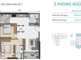 D  aqua quận 8  căn góc 2pn, dt 70.98m2, giá 4,55 tỷ