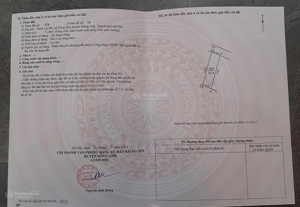 Siêu hót. bán mảnh đất tại thôn lại đà, đông hội, đông anh. khu vực cực hiếm nhà bán