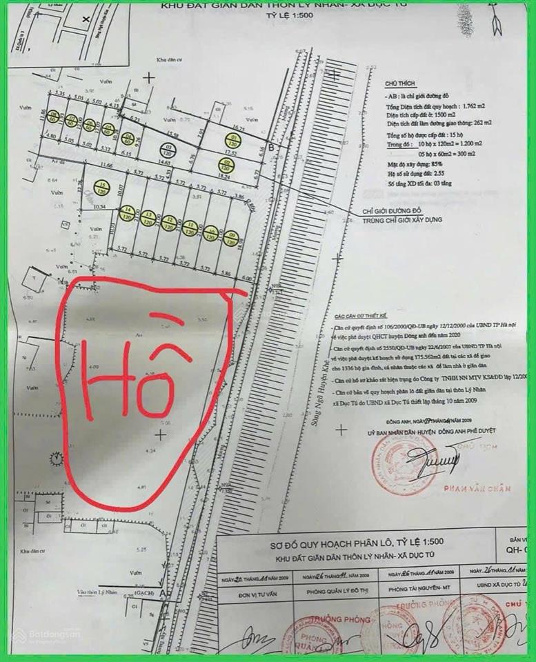 Bán đất giãn dân. lý nhân  xã đông anh (xã dục tú cũ) dt 120m2. vuông vắn. rộng 5.72m