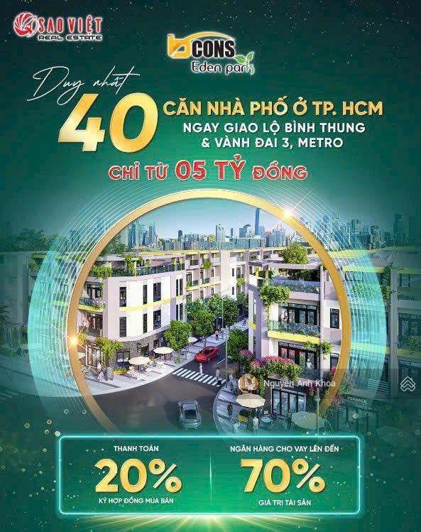 Bcons eden park bình thung đầu tư giá f0 với vốn ban đầu 1.5 tỷ cách metro 300m