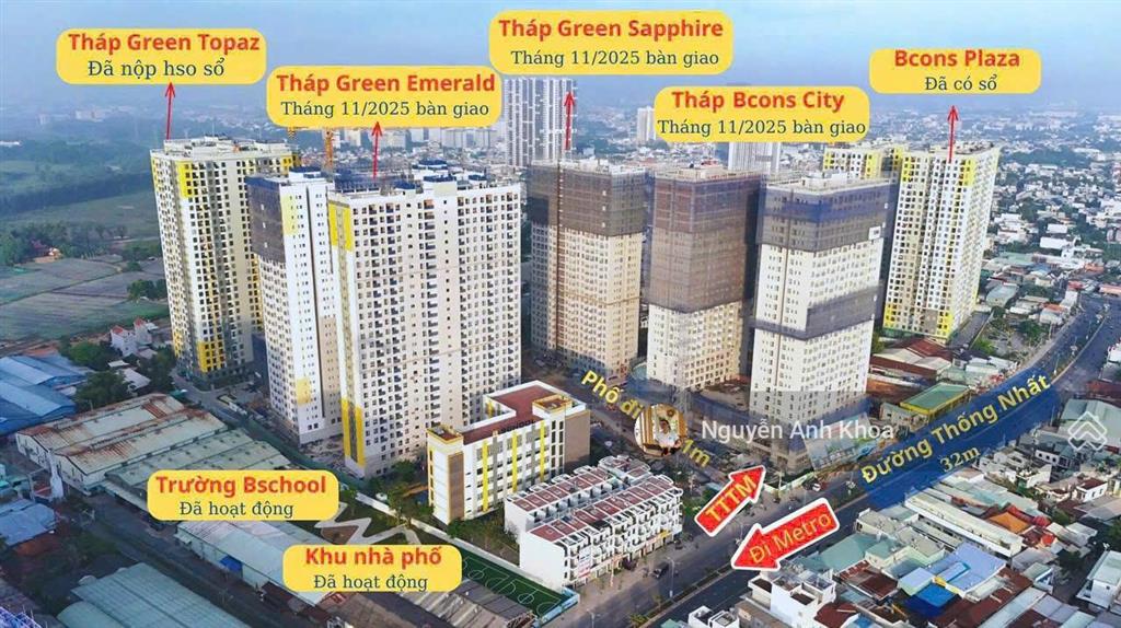 Nhà phố mặt tiền đường thống nhất  bcons city chỉ còn căn cuối cùng, tt 2,6 tỷ nhận nhà ngay