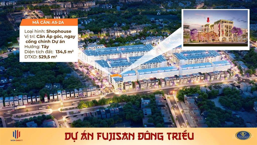 Siêu phẩm shophouse a52a áp góc đường 17,5m ngay cổng chính dự án fujisan đông triều