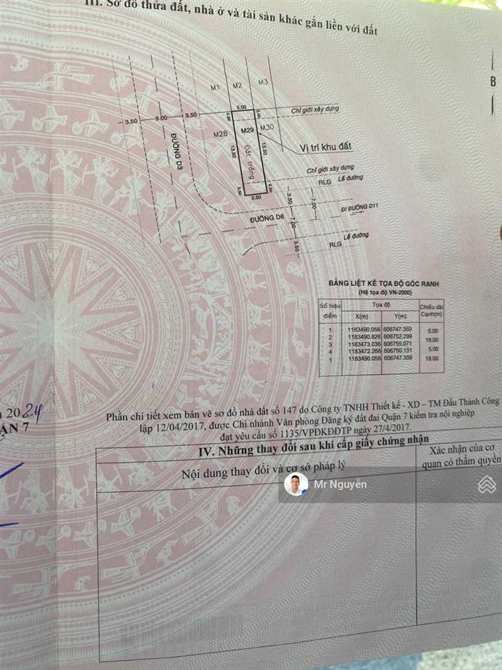 Bán gấp lô đất mt đường d7 lộ giới 14m nhà phố kdc phú mỹ 2, dt 5x18m  giá 8 tỷ (sổ hồng riêng)