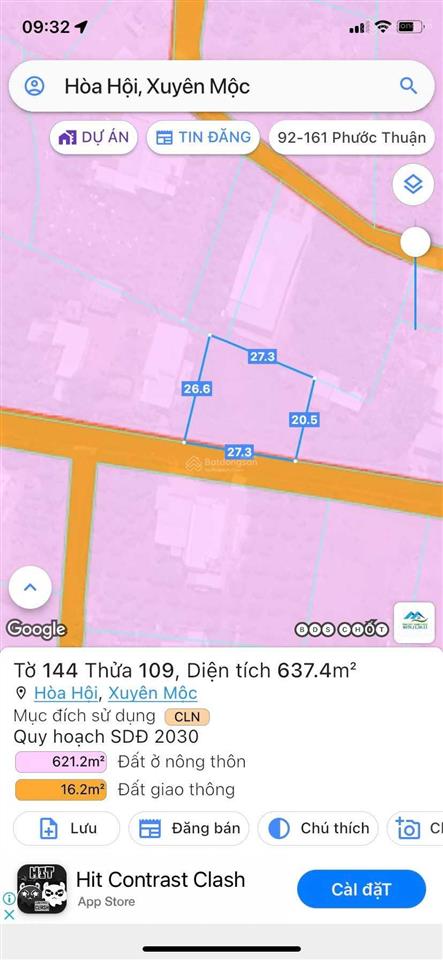 Cần tiền về quê làm ăn gấp em bán lỗ miếng đất 27m x 26m trung tâm xã hòa hội