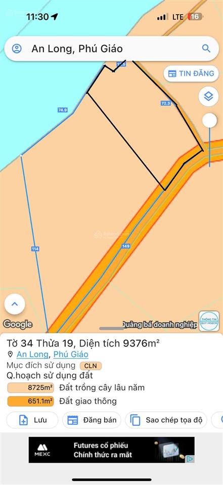 Bán đất hẻm chính đường đh 510 xã an long, huyện phú giáo, bình dương