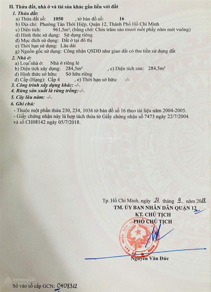 Bán đất q12 bán đất dt 962m2 tiện phân tách hoặc xưởng giá 32tr/m2