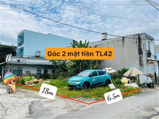 Đất góc 2 mặt tiền (6.5m x 18m) đường lớn xe tải gần hà huy giáp