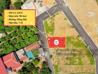 Cắt lỗ 5 giá bán 90m2 lô góc, lk đất bình yên sát trục hồ tây  ba vì