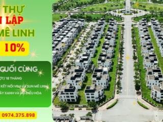 01 suất ngoại giao biệt thự đơn lập hud mê linh mặt đường 24m,đóng tiến độ,vay bank. 0974 375 ***