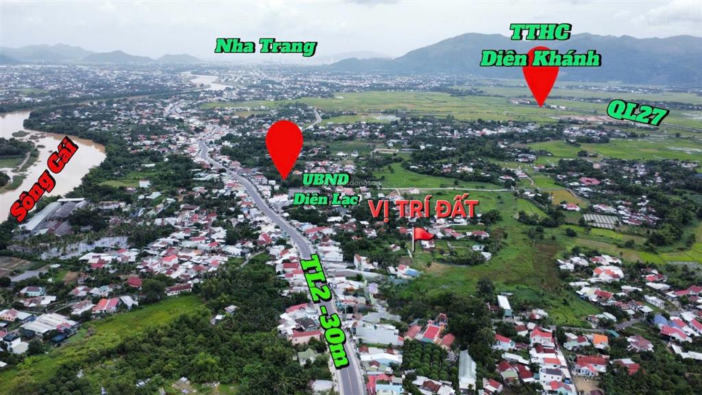 Bán đất đường ô tô gần tỉnh lộ 2, trung tâm diên lạc (cũ), diên khánh, khánh hòa