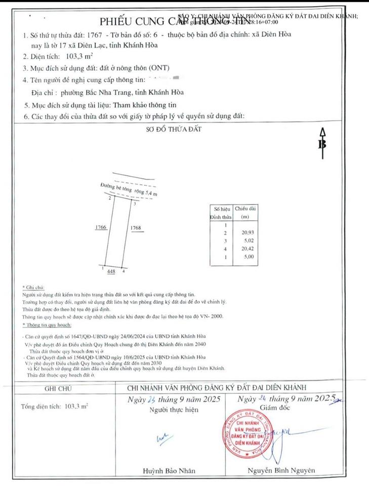 Bán lô đất mặt đường nhựa, ô tô tránh nhau, diên hòa diên khánh, khánh hòa