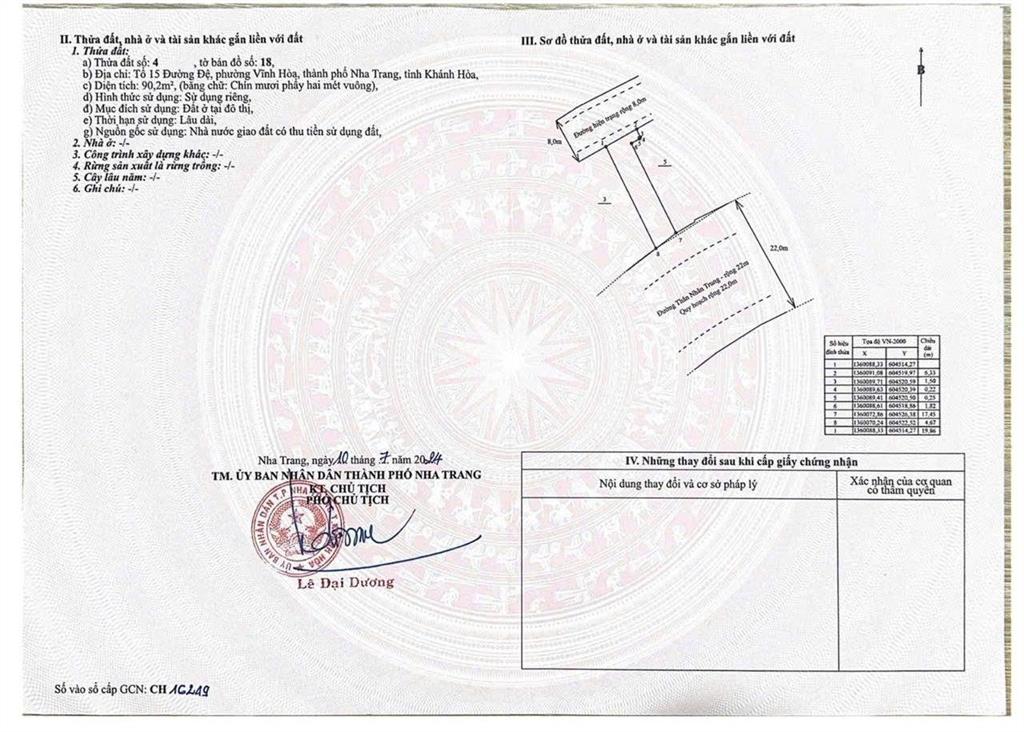 Bán lô đất 2 mặt tiền, mặt đường thân nhân trung bắc nha trang, khánh hòa