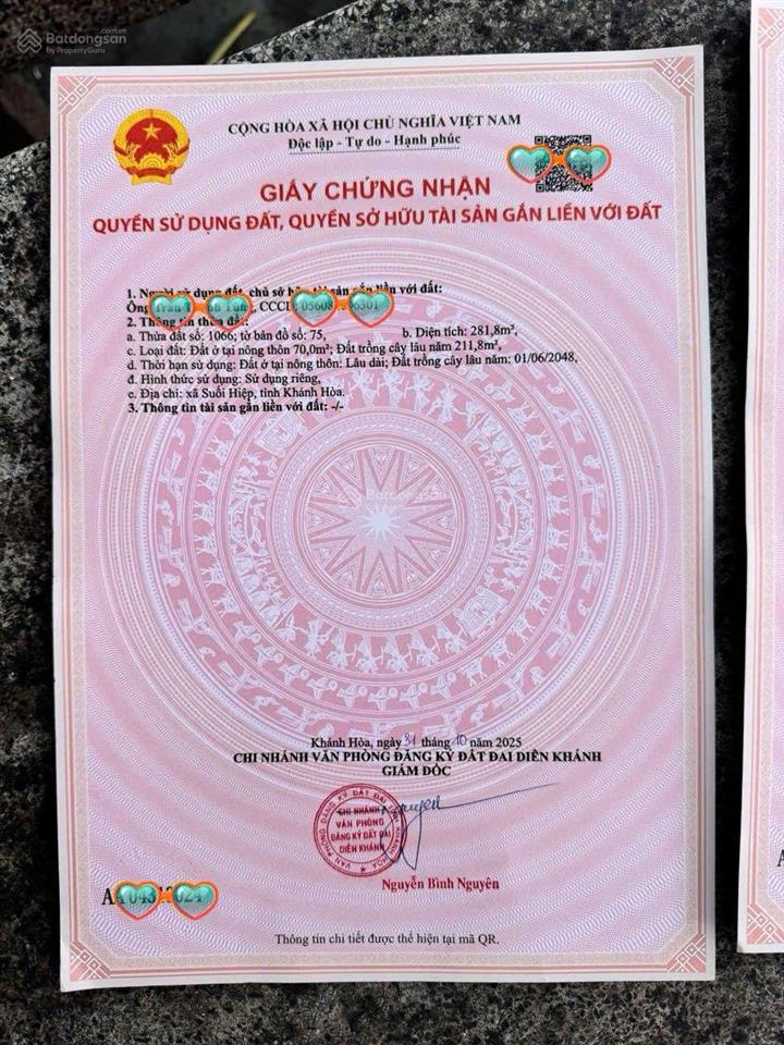 Bán đất mặt đường 9m, trung tâm suối tiên (cũ), diên khánh, khánh hòa