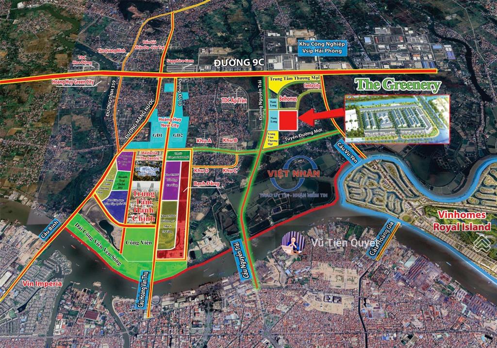 Bán căn shophouse sh07 hướng bắc. đường rộng 56m the greenery hải phòng. giá 8,468 tỷ. bao thuế