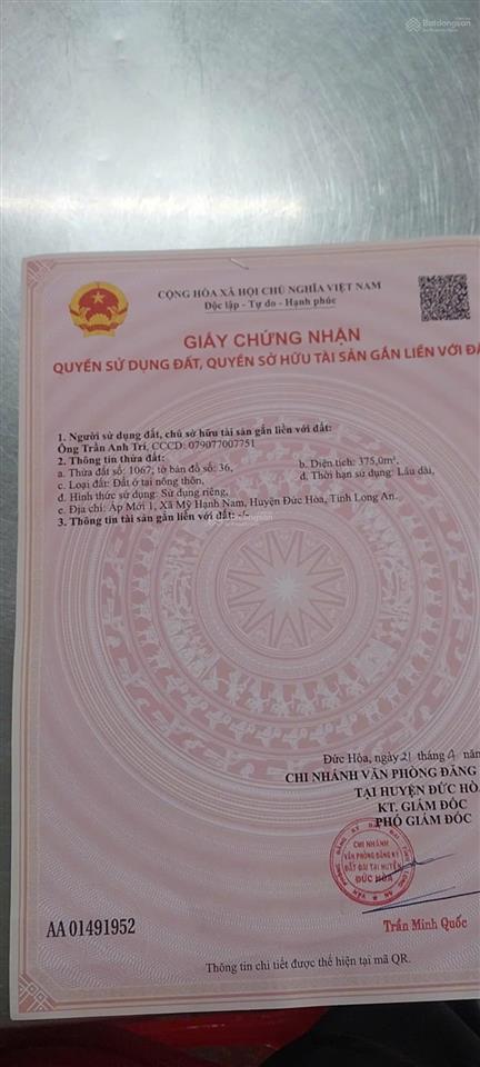 Bán đất tại mỹ hạnh nam, đức hòa, long an, 2,9 tỷ, 375m2, chính chủ, đầu tư hấp dẫn!