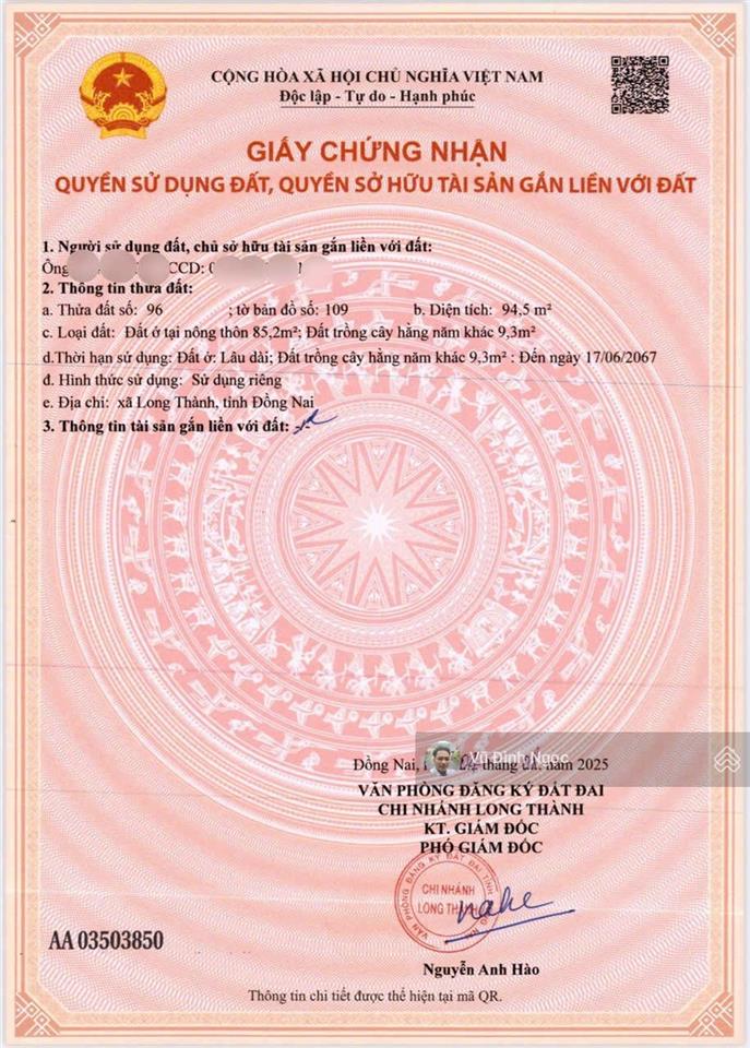 Bán đất tại lộc an, 769, lộc an, long thành, đồng nai, 1,45 tỷ, 93m2