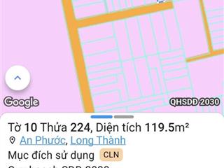 Bán đất tại phố phùng hưng, an phước, long thành, đồng nai, 1,2 tỷ, 119,5m2 gần trường an ninh