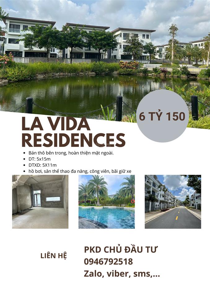 Giỏ hàng chủ đầu tư lavida vũng tàu chuyển nhượng nhà liền kề giá tốt, 6 tỷ 150,  0946 792 *** chi