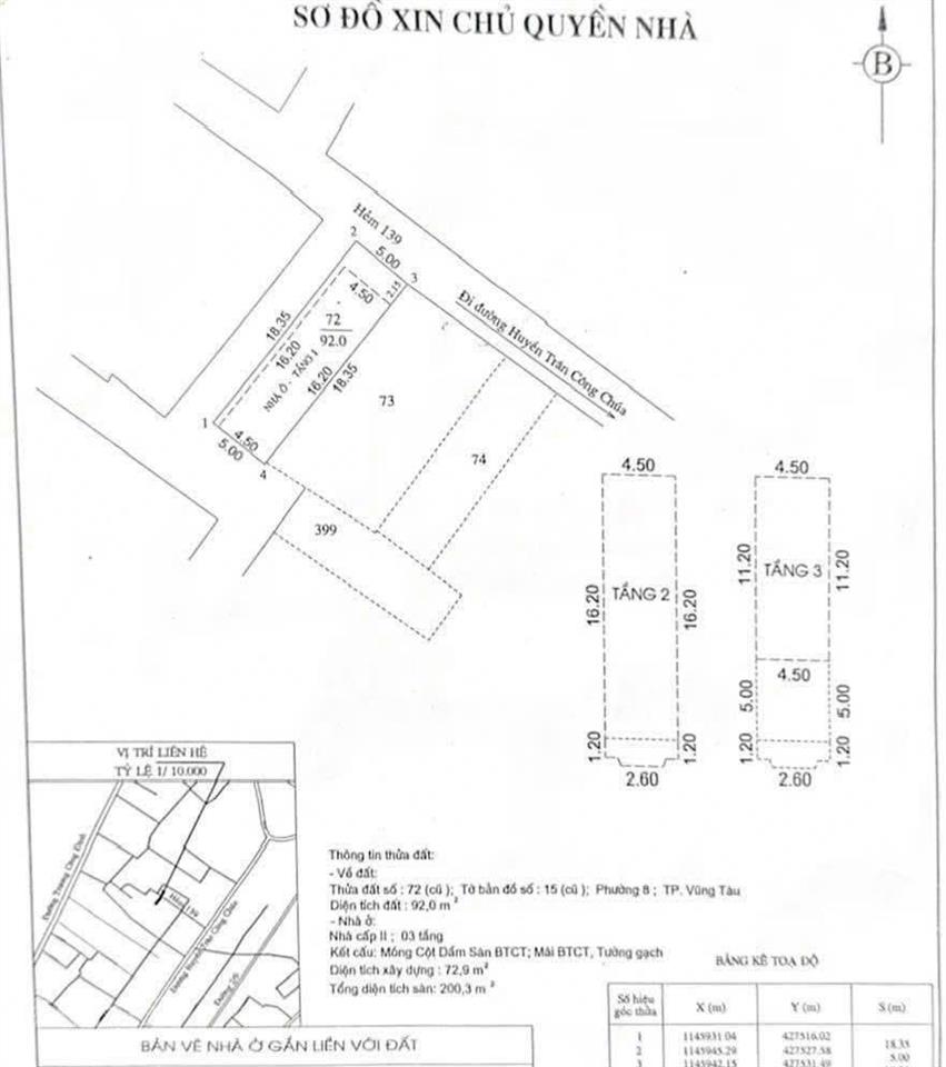 Bán nhà căn góc 2 mặt tiền huyền trân công chúa, tpvt.giá7tỷ800 0909 525 *** ms.nga