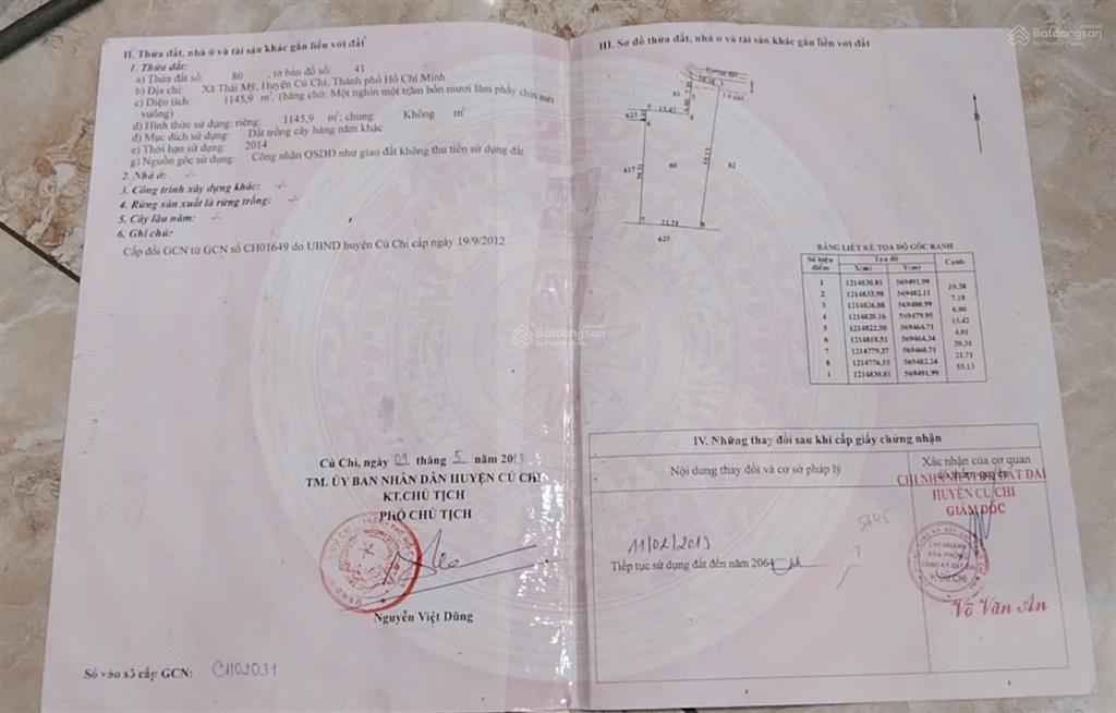 Bán đất xã thái mỹ củ chi. diện tích 1145m2 thổ cư 65m2. giá bán 3 tỷ 600 triệu có bớt