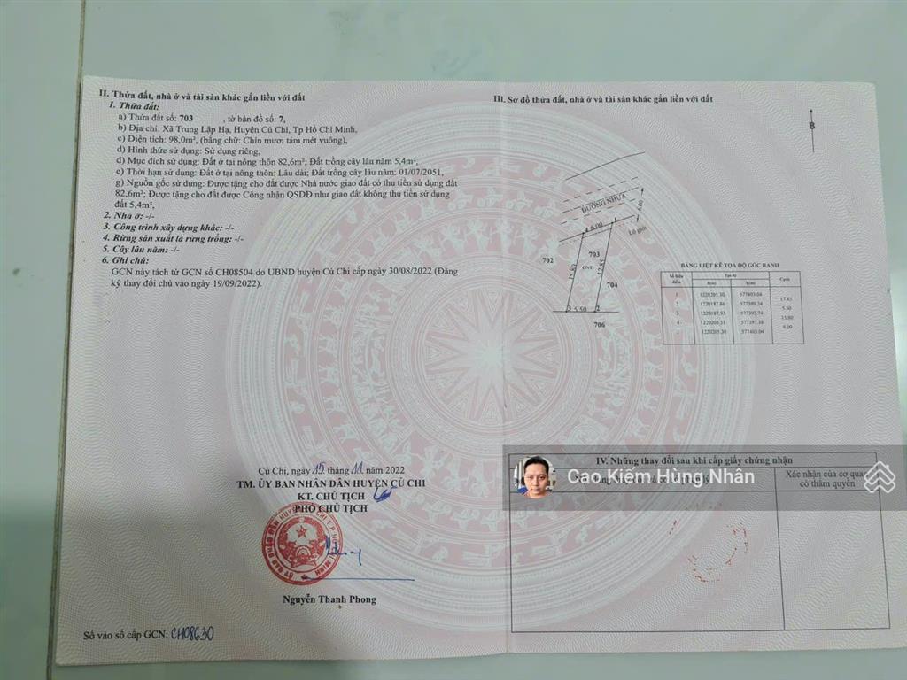 Bán đất tại đường 572 xã trung lập hạ củ chi diện tích 98m2 thổ cư. giá bán 1 tỷ 350 triệu có bớt
