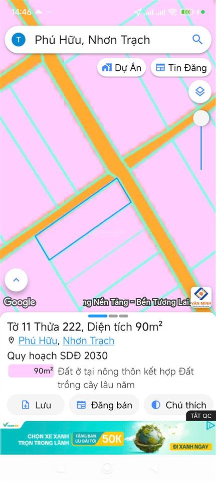 Chính chủ bán lô đất 5x18 đường phan văn đáng, nhơn trạch 2 tỷ thương lượng