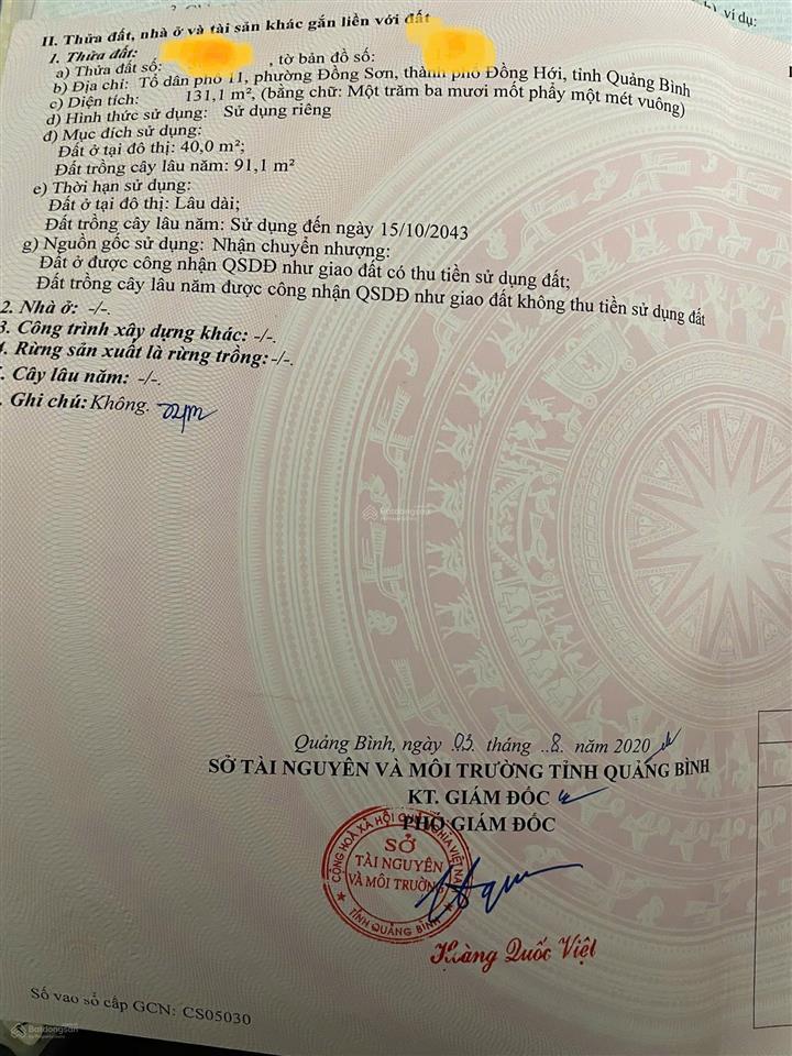 Chính chủ gửi bán lô đất đường đoàn chí tuân đồng sơn đồng hới quảng bình (113m2 chỉ 900tr)