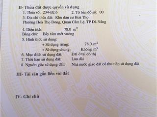 Chính chủ gửi bán lô đất đẹp đường cẩm bắc 4, hòa thọ đông, cẩm lệ, đà nẵng (giá 3,59ty, ngang 6m)
