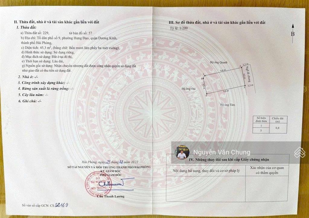 Cần bán đất trần bá lương,tiểu trà,hưng đạo,dương kinh 45m2 ngõ 2,5m giá chỉ 1,1x tỷ