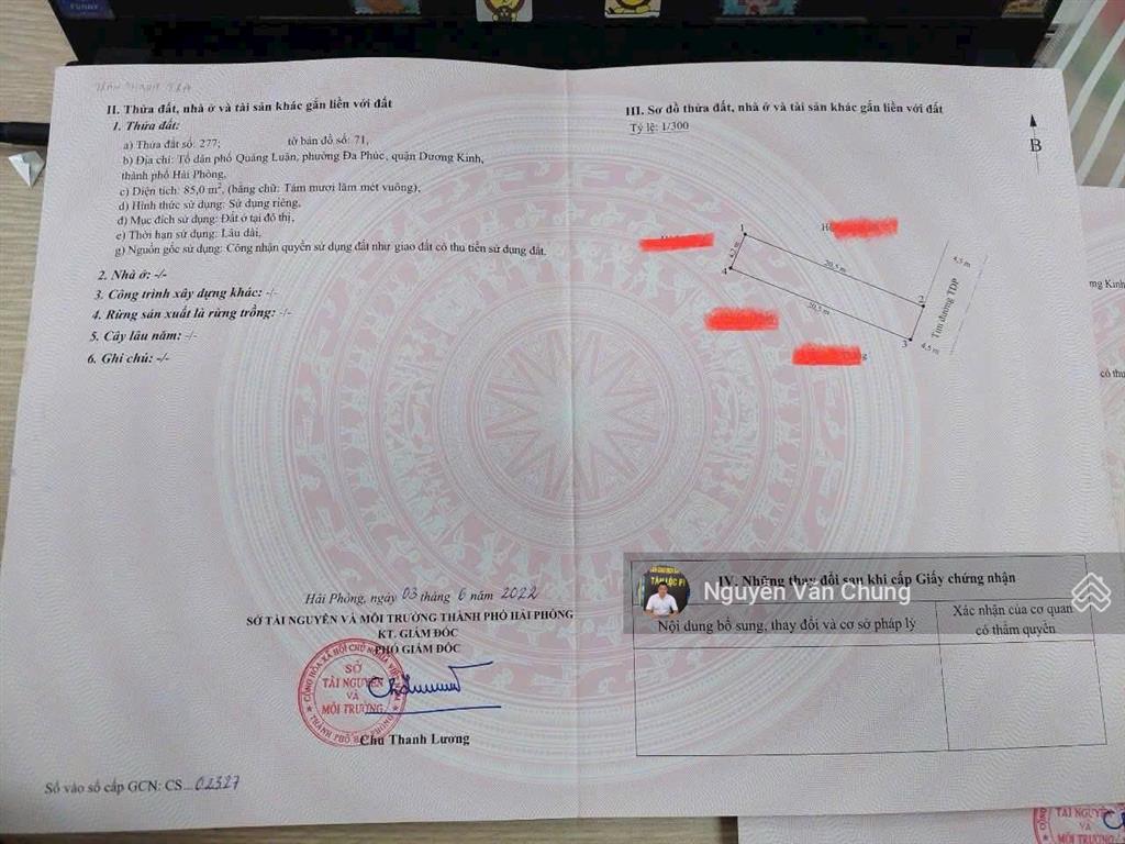 Bán lô đất 85m2 mặt đường quảng luận đa phúc dương kinh cũ. (hưng đạo mới) giá chỉ 2,6 tỷ