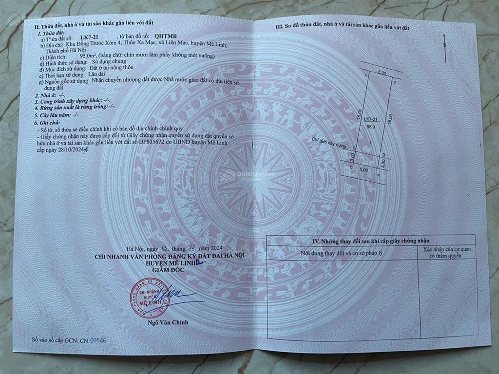 Bán lô lk721 đấu giá xa mạc mê linh 95m2 dân đông sầm uất kinh doanh tốt, giá thu về 47tr/m2
