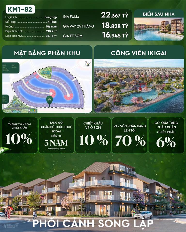 Căn song lập 15 tỷ komorebi biệt thự chuẩn nhật