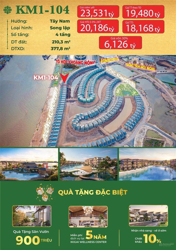 Căn song lập 15 tỷ komorebi biệt thự chuẩn nhật