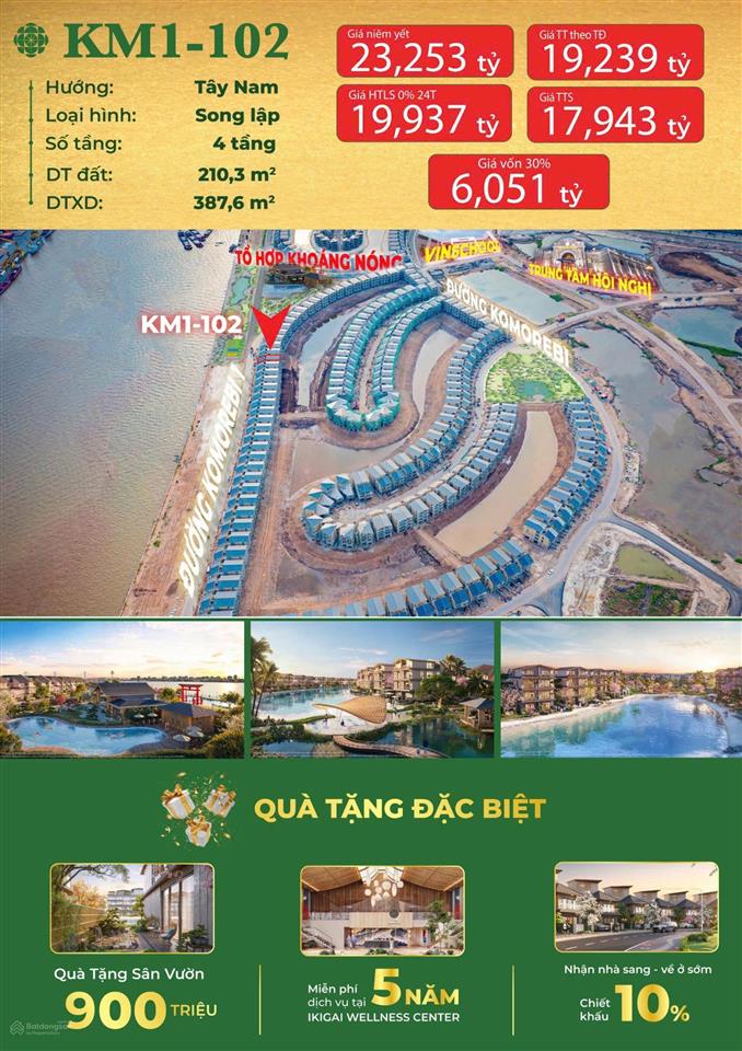 Căn song lập 15 tỷ komorebi biệt thự chuẩn nhật