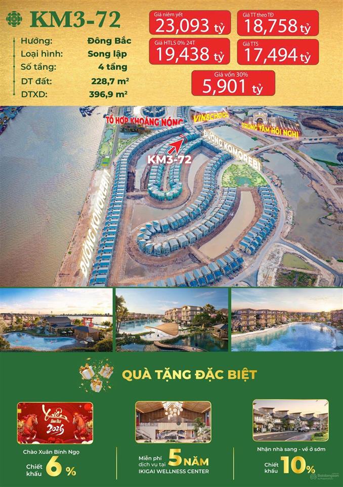 Căn song lập 15 tỷ komorebi biệt thự chuẩn nhật