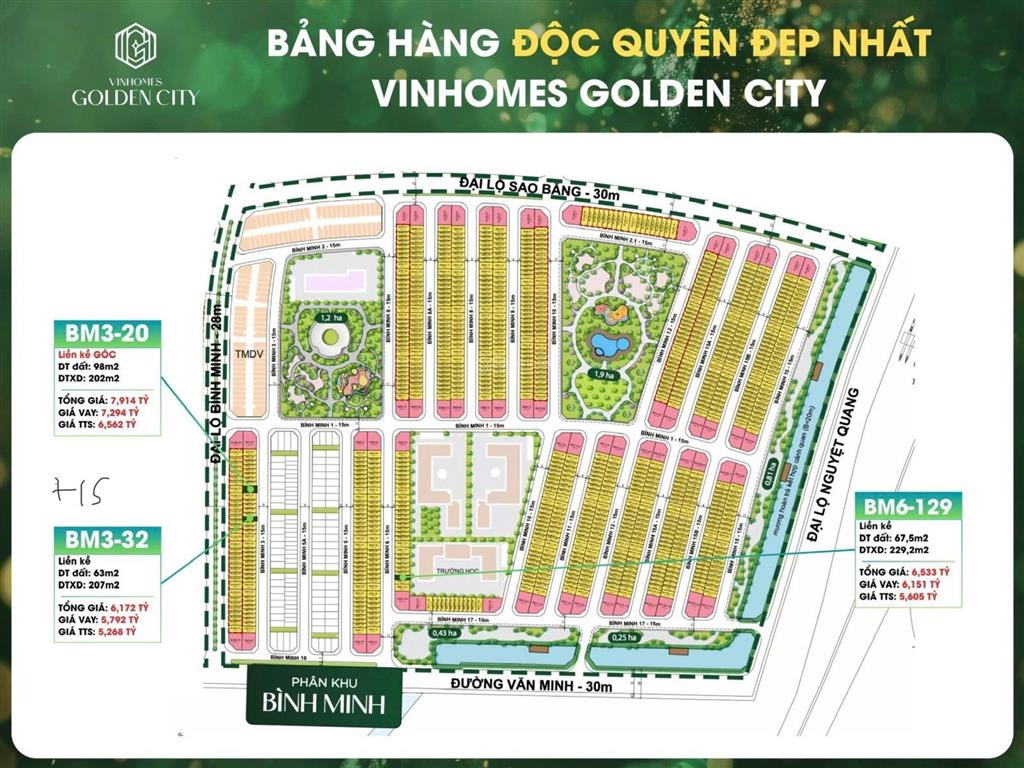 5 bảng hàng pk bình minh hơn 100 căn mới giá từ 5,x tỷ