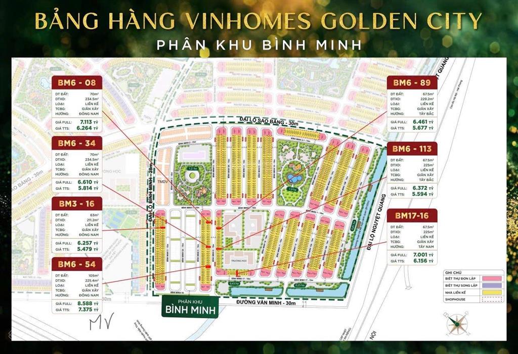 5 bảng hàng pk bình minh hơn 100 căn mới giá từ 5,x tỷ