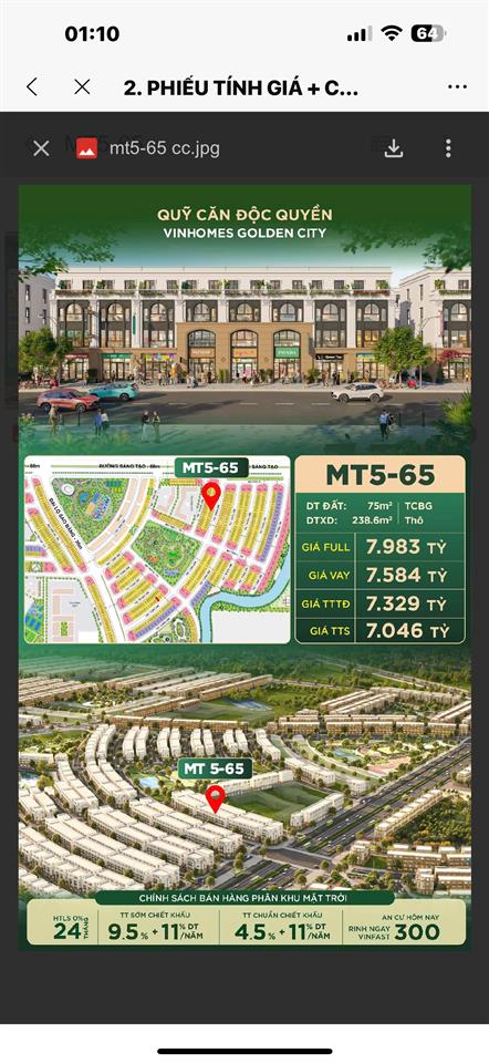 Bán căn đông nam ngay gần trục đường đại lộ sáng tạo 68m , nằm trên trục đường ra công viên