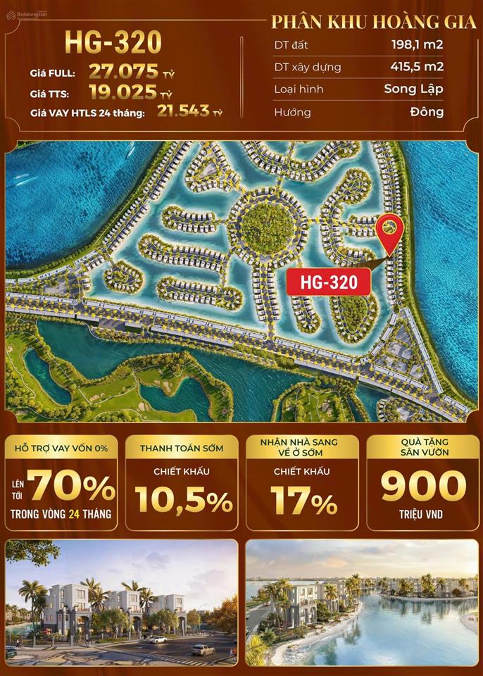 Bán 14 căn biệt thự song lập hoàng gia cực đẹp , chiết khấu khủng giá chỉ 16,x tỷ