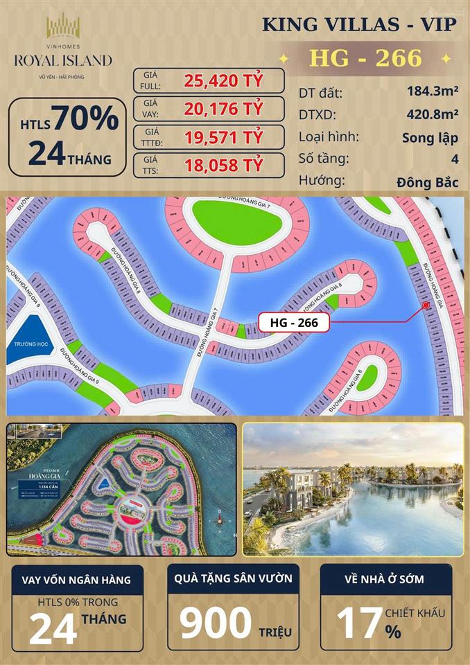 Bán 14 căn biệt thự song lập hoàng gia cực đẹp , chiết khấu khủng giá chỉ 16,x tỷ