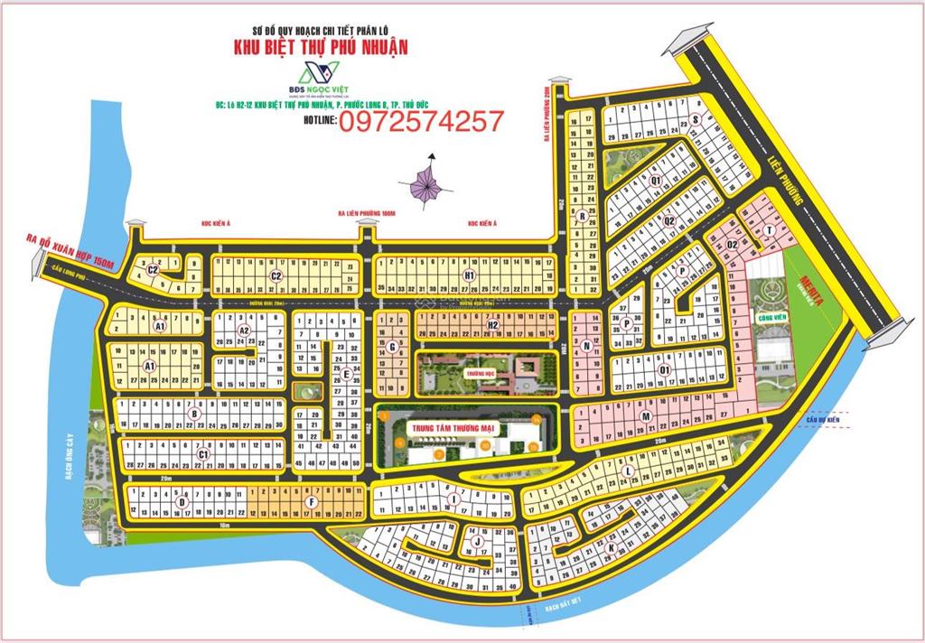 Bán nền bt view sông kdc phú nhuận dt 293m2 (14,3 x 20,5) giá 95tr/m2 (27,84tỷ)