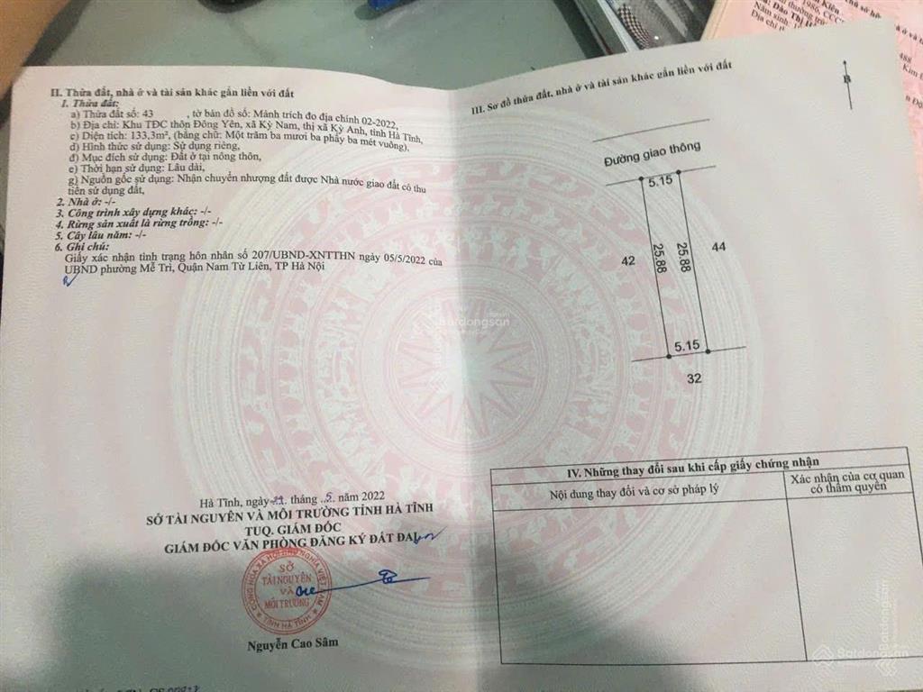 Chính chủ bán đất mặt biển khu tđc thôn đông yên  xã kỳ nam  kỳ anh  hà tĩnh, 1,9 tỷ, 133m2