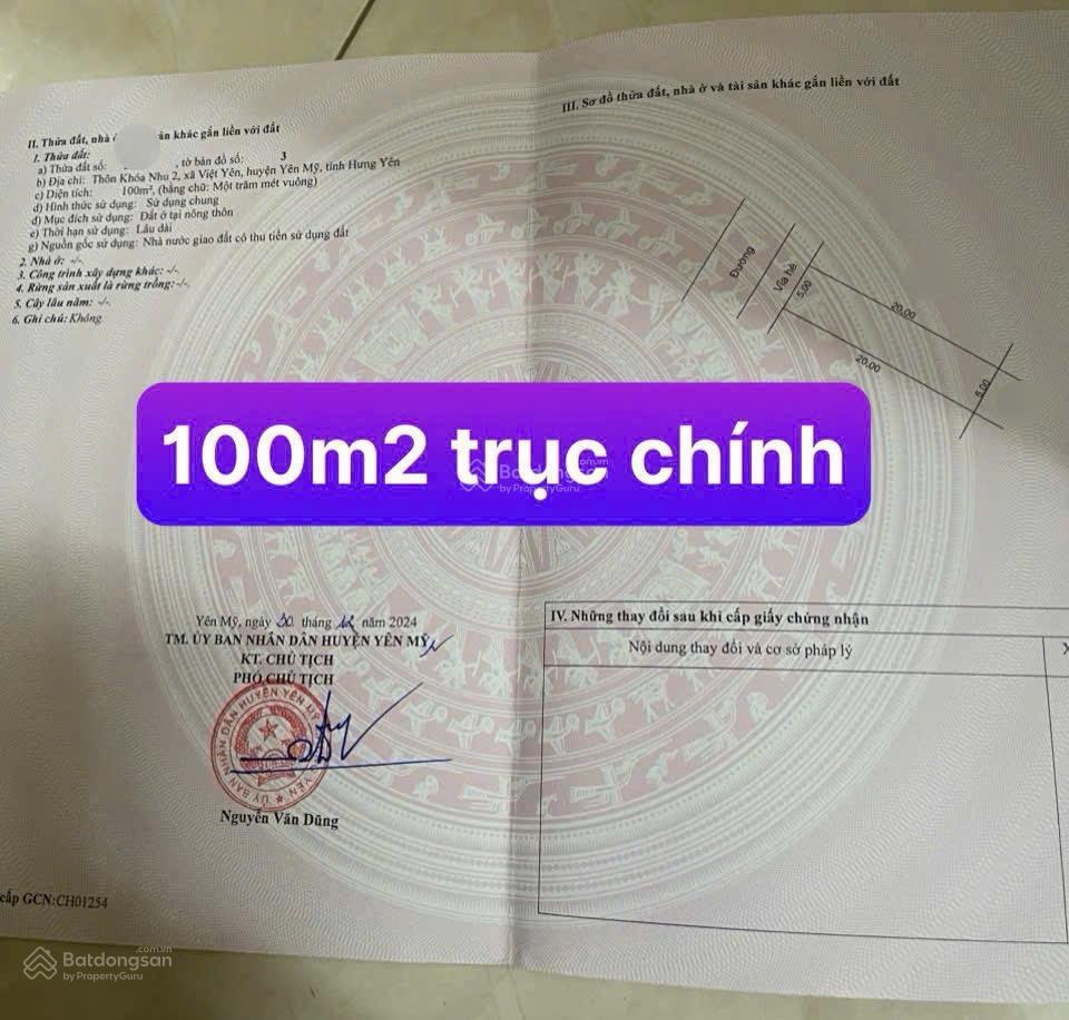 Bán lô trục chính đấu giá yên hoà