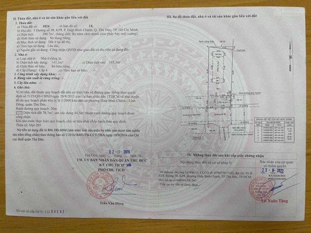 Miếng đất lớn mặt tiền đường 38, hiệp bình chánh, thủ đức, ~400m2 full thổ cư, giá 36tỷ tl