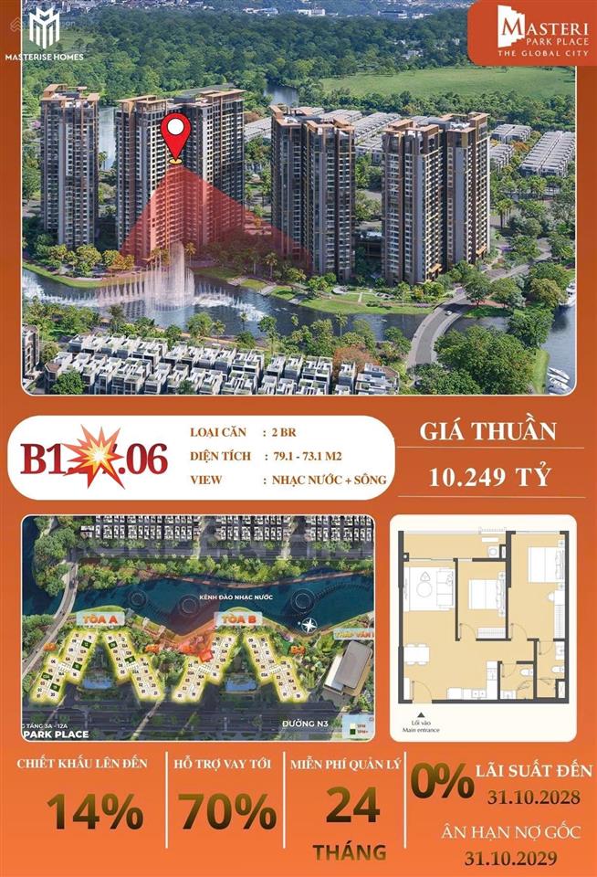 Căn hộ 2pn  a2.xx.06a view trực diện hồ bơi giá 9,2 tỷ, miễn gốc lãi 34 năm