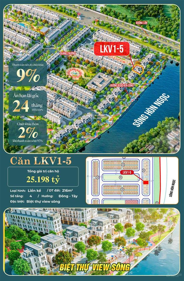 Sở hữu ngay căn biệt thự siêu vip 2 mặt tiền view sông hòn ngọc thơ mộng tại hoàng huy greenriver